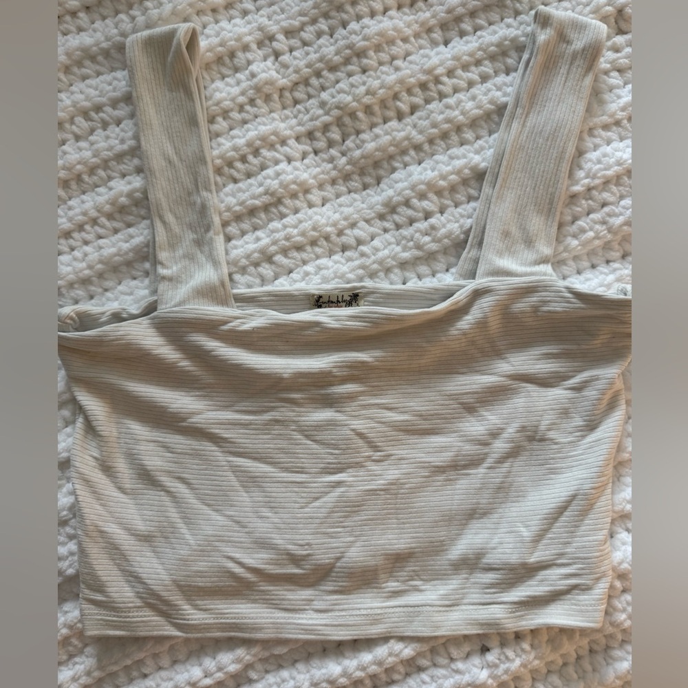 Free People Intimately White Cropped Tank Ribbed